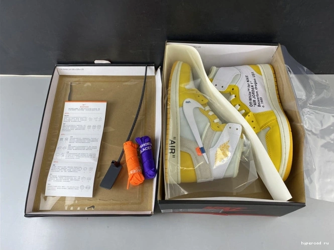 Off-White x AQ0818-149 Air Powder Yellow-Cone White Jordan Dark 1 NRG 0915